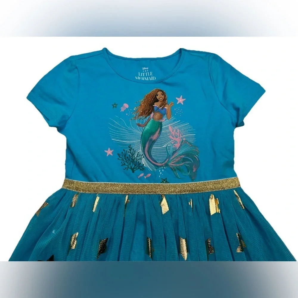Disney Girls' Little Mermaid Tutu Dress Kids Size’s Blue Gold - Picture 2 of 7